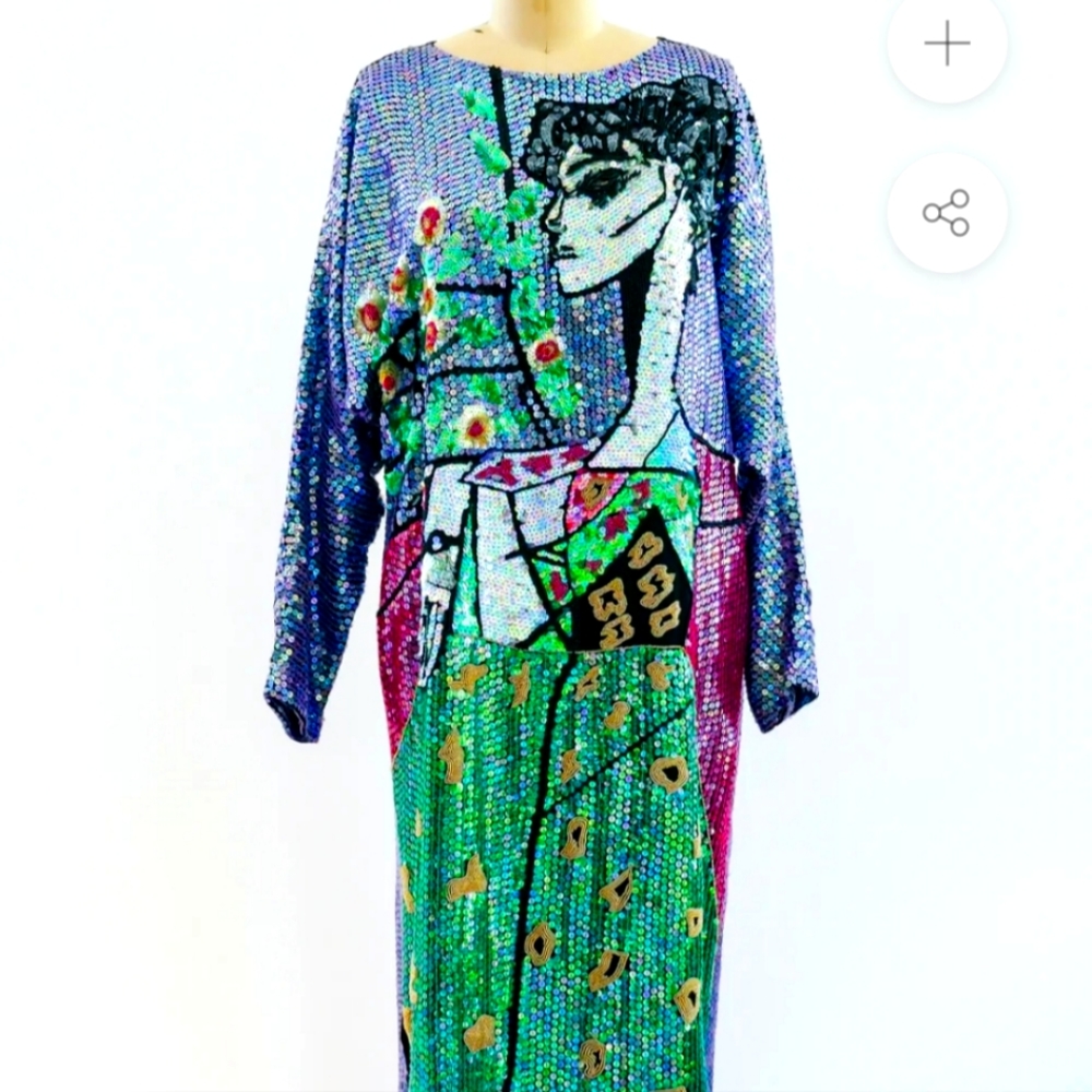 Vintage sequins Silk lining